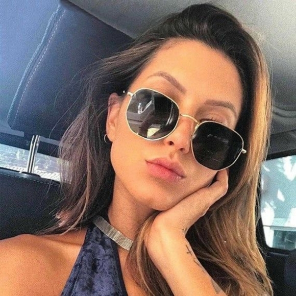 Ray Ban Hexagonal Green Lens Gold Frame RB3548N G15 - Picture 10 of 13